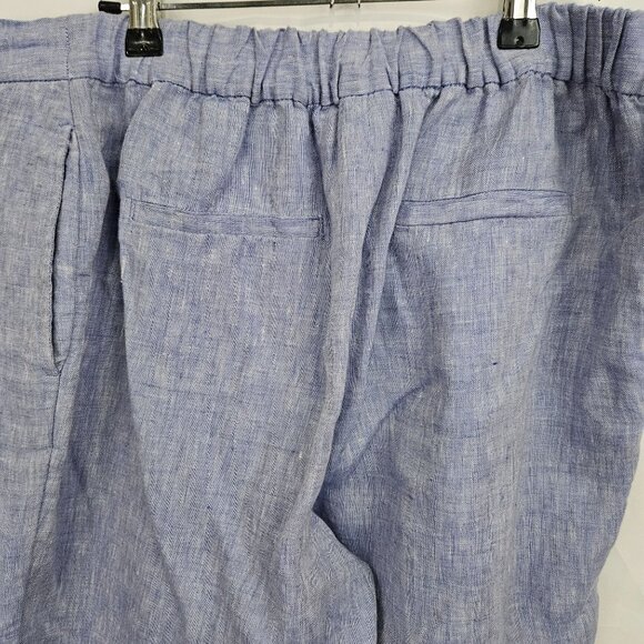 Chico's Womens Linen Pants Size 1 Light Blue Side Button Accents Elastic Waist - Picture 6 of 11